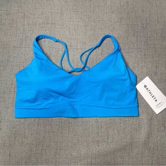 Athleta Solace Strappy Back Sports Bra XL Santorini Blue Nwt - Picture 3 of 8